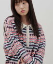 【LFM(U)】フェアアイルハーフジップニットポロ