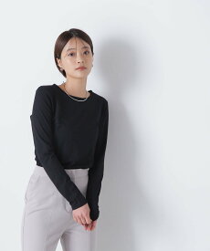 【SALE／30%OFF】NATURAL BEAUTY BASIC クルーネックスキンカットソー ナチュラルビューティベーシック トップス カットソー・Tシャツ グレー ブラック ホワイト