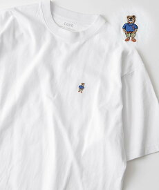 【SALE／10%OFF】coen USAコットンワンポイントベア刺繍Tシャツ コーエン トップス カットソー・Tシャツ ホワイト ブラック