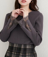【SALE／10%OFF】natural couture 前後2WAY袖口レースリブニット ナチュラルクチュール トップス ニット …