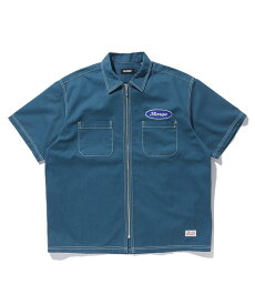 XLARGE ZIP UP S/S WORK SHIRT XLARGE シャツ XLARGE エクストララージ トップス シャツ・ブラウス ブラック ブラウン グリーン ネイビー【送料無料】