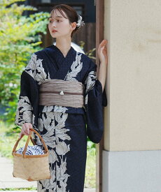 utatane utatane 浴衣3点セット 粋紺市松にチューリップ ウタタネ 着物・浴衣・和装小物 浴衣【送料無料】