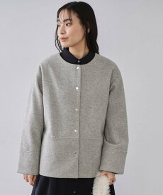 【SALE／20%OFF】OPAQUE.CLIP ウールライクメルトン ノーカラーコート【洗濯機OK】 オペークドットクリップ ジャケット・アウター その他のジャケット・アウター ベージュ ブラウン グレー ブラック【送料無料】