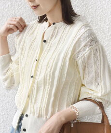 SHIPS WOMEN 【WEB限定】＜手洗い可能＞レース 編み 2WAY カーディガン シップス トップス カーディガン グリーン グレー ホワイト【送料無料】