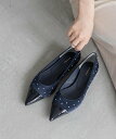 【SALE／50%OFF】RANDA パールデザインフラットパンプス ランダ シューズ・靴 パンプス ネイビー ブラック ベージュ【…