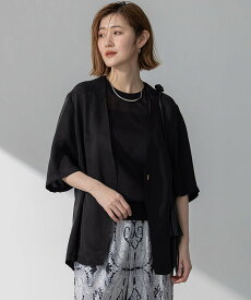 【SALE／50%OFF】23区 【接触冷感性/洗える】フィブリルツイル ハーフスリーブ ジャケット ニジュウサンク ジャケット・アウター ノーカラージャケット ブラック ベージュ【送料無料】