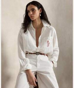POLO RALPH LAUREN �I�[�o�[�T�C�Y �t�B�b�g Big Pony ���l�� �V���c �����t���[���� �g�b�v�X �V���c�E�u���E�X �z���C�g�y���������z