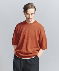 BEAUTY&YOUTH UNITED ARROWS ペーパー ヤーン クルーネック ニット ショートスリーブ ビューティー＆ユース　ユナイテッドアローズ トップス ニット オレンジ ホワイト グリーン【送料無料】