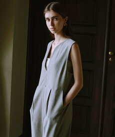 【SALE／10%OFF】UNITED ARROWS green label relaxing [size SHORT/TALLあり]ツイードライク キーネック オールインワン ユナイテッドアローズ グリーンレーベルリラクシング オールインワン・オーバーオール オールインワン・つなぎ グレー ホワイト【送料無料】