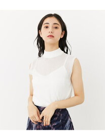 【SALE／50%OFF】rienda シアーRIB H/N Knit TOP リエンダ トップス ノースリーブ・タンクトップ ホワイト ブラック ブラウン パープル