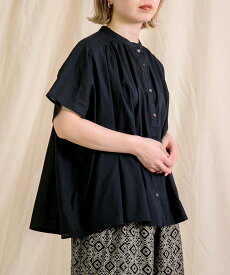Brocante 【インドボイル フロンセシャツ】シアー素材｜エアリーブラウス｜清涼感｜水洗い可 ドミンゴ トップス シャツ・ブラウス ブラック グレー ホワイト ベージュ【送料無料】