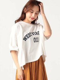 【SALE／60%OFF】Grand PARK NICOLE ワイドカレッジロゴTシャツ ニコル トップス カットソー・Tシャツ ホワイト ブラウン ベージュ カーキ