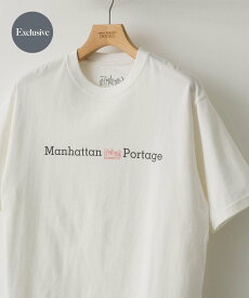 URBAN RESEARCH DOORS 『別注』Manhattan Portage*DOORS 胸ロゴ プリント Tシャツ アーバンリサーチドアーズ トップス カットソー・Tシャツ ホワイト グレー ベージュ【送料無料】