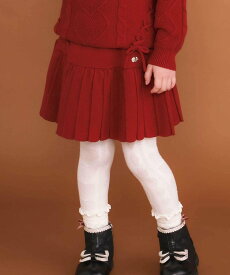 【SALE／20%OFF】SLAP SLIP 【ウォッシャブル加工】リボンチャーム付きニットプリーツスカパン(90~130cm) ベベ オンライン ストア スカート その他のスカート グレー レッド