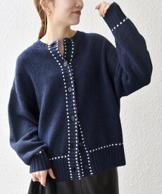 SHIPS any 《一部追加予約》SHIPS any:＜手洗い可能＞ステッチ デザイン ルーズ ニット カーディガン シップス トップス カーディガン グレー ネイビー ベージュ【送料無料】