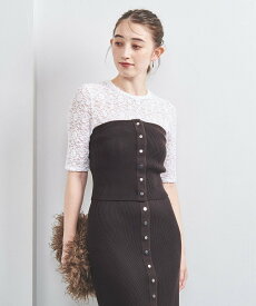 【SALE／80%OFF】UNITED ARROWS リブニット ビスチェ ユナイテッドアローズ アウトレット トップス ベアトップ ブラック グレー