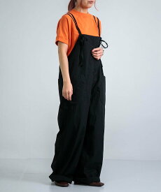 【SALE／35%OFF】D.M.G. 綿麻ウェザー ストラップサロペットパンツ ドミンゴ オールインワン・オーバーオール オーバーオール・サロペット ベージュ ブラック【送料無料】