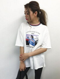 【SALE／20%OFF】CADBURY ネックリヴラインフォトビッグTシャツ スピーガ トップス カットソー・Tシャツ ホワイト
