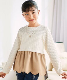 【SALE／50%OFF】SLAP SLIP キラキラネックレスモチーフドッキングトレーナー(80~130cm) ベベ オンライン ストア トップス スウェット・トレーナー ホワイト ピンク
