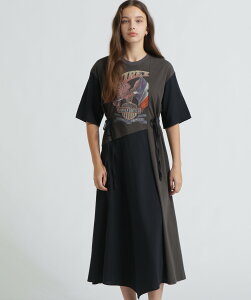AVIREX �s���c�X����tREMAKE-STYLE DRESS WITH EAGLE PRINT �A���B���b�N�X �����s�[�X�E�h���X �����s�[�X �O���[ �u���[�y���������z