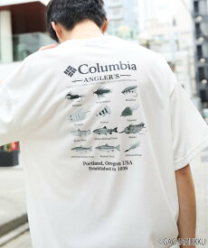 【SALE／6%OFF】Columbia ガチャピン・ムック×Columbia×FREAK'S STORE 別注 インペリアルパーク ルアーモチーフ バックプリント Tシャツ【限定展開】 フリークスストア トップス カットソー・Tシャツ ベージュ ブラック グレー ホワイト【送料無料】