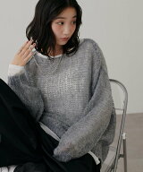 Discoat モヘアライクニット ディスコート トップス ニット ブルー グレー【送料無料】