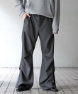 ウールライクランダムタックパンツ