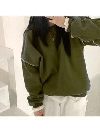 【SALE／41%OFF】JUNOAH ドロップショルダーデザイントレーナー ジュノア トップス スウェット・トレーナー ブルー ベージュ ブラック グリーン ホワイト パープル ピンク