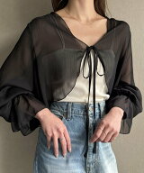 【SALE／46%OFF】JUNOAH 楊柳シアーショートボレロ ジュノア トップス その他のトップス ブラウン ブラッ…