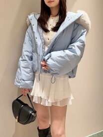 SNIDEL 【WEB限定カラーあり】西川フードファーショートダウン スナイデル ジャケット・アウター その他のジャケット・アウター グレー ブラック【送料無料】