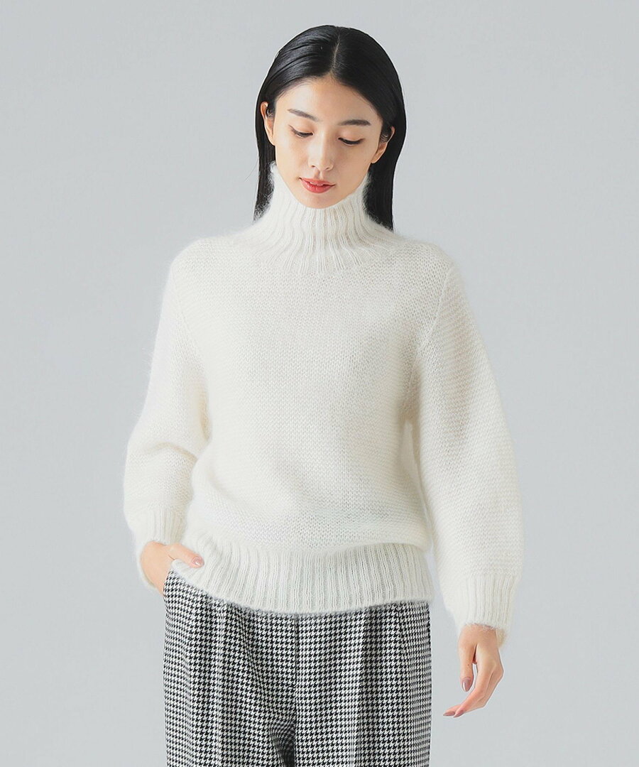【SALE/40%OFF】EFFE BEAMS 【YouTubeで紹介】カラー ガーター タートルニット 主役級ニット デミルクス ビームス トップス ニット ホワイト グリーン パープル【送料無料】 - メイン画像 1
