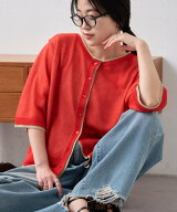 【SALE／75%OFF】CIAOPANIC TYPY 【接触冷感/一枚で決まる】レイヤードライク配色5分袖シアーニットカー…