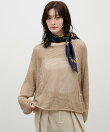 メッシュ金釦サイド開きニットプルオーバー