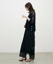 メッシュ金釦サイド開きニットプルオーバー