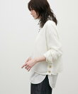 メッシュ金釦サイド開きニットプルオーバー
