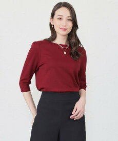 【SALE／33%OFF】AMACA シャイニーコットン セーターマシーンプルオーバーカットソー アマカ トップス カットソー・Tシャツ ベージュ レッド【送料無料】