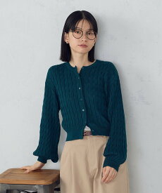 【SALE／10%OFF】COMME CA ISM ミニケーブル クルーネックカーディガン コムサイズム トップス カーディガン グリーン ブラック【送料無料】