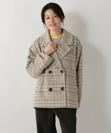【SALE／30%OFF】Afternoon Tea LIVING チェックシャギーPコート アフタヌーンティー・リビング ジャケット・アウター ステンカラーコート ブラウン ホワイト【送料無料】