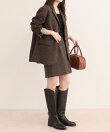 《セットアップ対応》ツィードチェックミニスカート