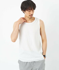 UNITED ARROWS green label relaxing ドライワッフル ロング タンクトップ -吸水速乾- ユナイテッドアローズ グリーンレーベルリラクシング トップス ノースリーブ・タンクトップ ホワイト グレー