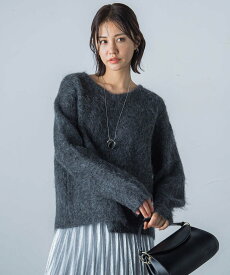 【SALE／50%OFF】LAUTREAMONT 【カタログ掲載】シャギーモヘアニットプルオーバー ロートレアモン トップス ニット ホワイト グレー【送料無料】
