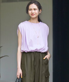 【SALE／20%OFF】23区 S 【SLOW/一部店舗限定】ファインゲージ ギャザー Tシャツ ニジュウサンク トップス カットソー・Tシャツ ネイビー ホワイト【送料無料】