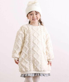 【SALE／20%OFF】SLAP SLIP 【お揃い】天使の羽もこもこケーブルボアワンピース(80~130cm) ベベ オンライン ストア ワンピース・ドレス ワンピース ホワイト ベージュ