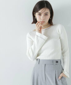 【SALE／50%OFF】NATURAL BEAUTY BASIC シアーラインフレアカフスニット ナチュラルビューティベーシック トップス ニット ホワイト グレー ブルー ネイビー