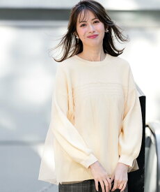 【SALE／50%OFF】ANY SIS 【洗える】ビスチェ風チュールコンビ ニット エニィスィス トップス ニット ブルー ブラック ホワイト