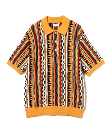 【SALE／40%OFF】BEAMS 3D ストライプ ニット ポロシャツ ビームス メン トップス ポロシャツ ブルー オレンジ【送料無料】