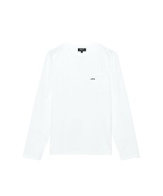 A.P.C. 刺繍入りポケット付長袖Tシャツ アー・ぺー・セー トップス カットソー・Tシャツ ホワイト【送料無料】