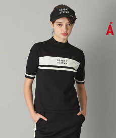 ADABAT STREAM 半袖モックネック ニット アダバット トップス ニット ブラック ピンク ホワイト【送料無料】