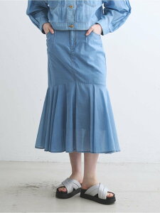 three dots Sheer denim skirt �X���[�h�b�c �X�J�[�g ���̑��̃X�J�[�g �u���[�y���������z