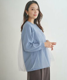 【SALE／50%OFF】ANY SIS S 【洗える】ビスチェ風チュールコンビ ニット エニィスィス トップス ニット ブルー ブラック ホワイト